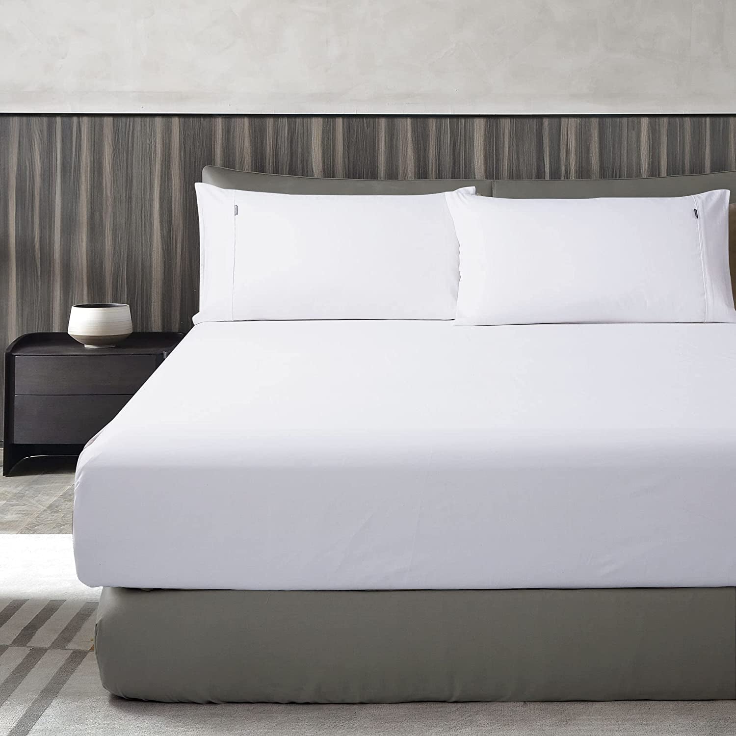 1000TC Egyptian Cotton Fitted Sheet Set King Single Size White Color 40Cm Deep Pocket Breathable Cotton Sateen Combo Fitted Sheet 2PCS Set NO Flat Sheet (King Single Size, White)